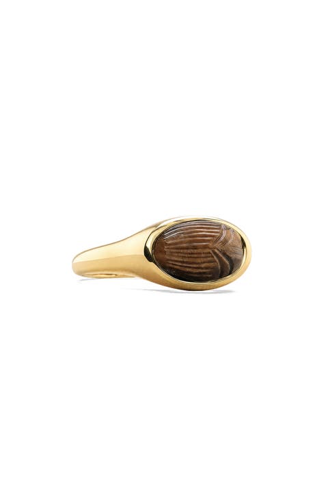 Death Beetle Labradorite Signet Ring