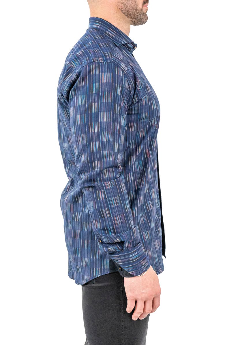 Maceoo Einstein Jacqcarter Blue Contemporary Fit Cotton Blend Button-Up Shirt, Alternate, color,