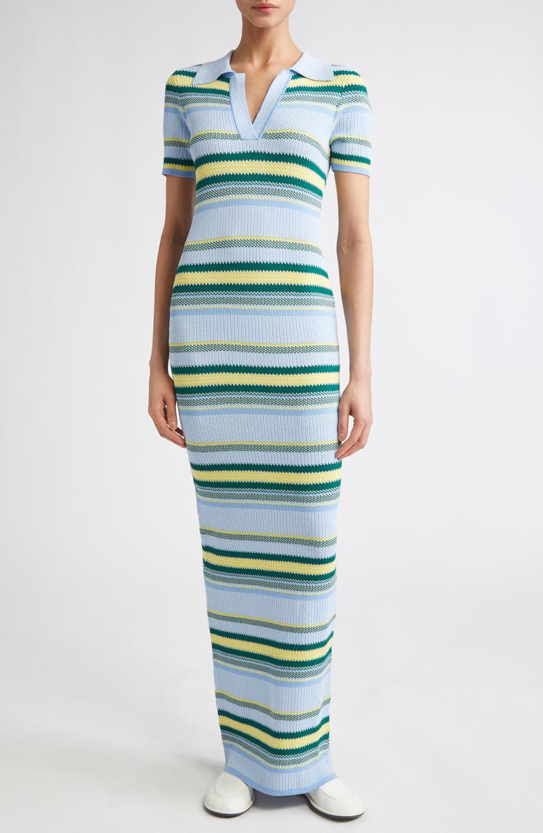 MONSE Stripe Jacquard Polo Maxi Dress, Main, color, Blue Stripe