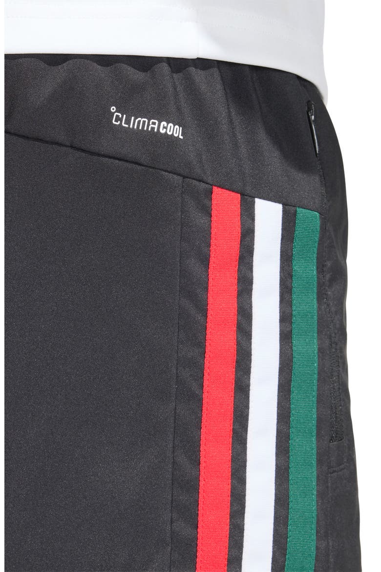 Workout Essentials Base 3-Stripe Shorts, Alternate, color, BLACK/DARK GREEN/WHITE/SCARLET
