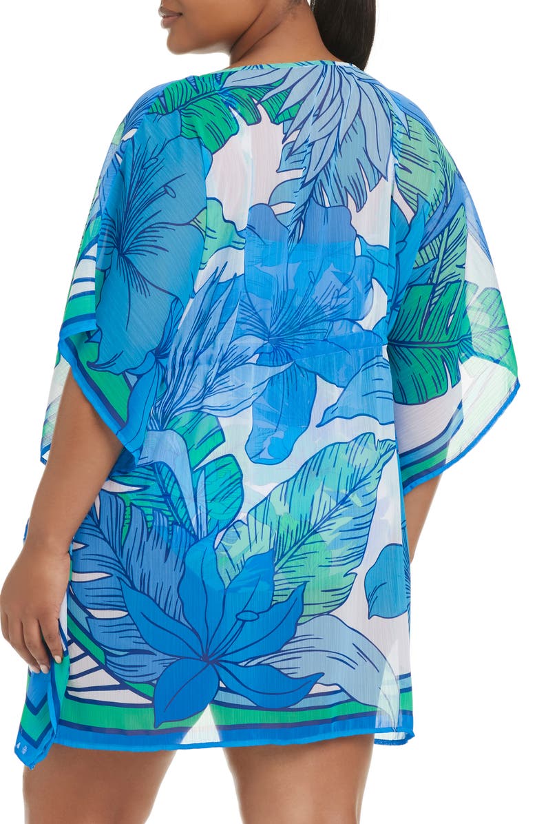 BLEU by Rod Beattie Semisheer Cover-Up Caftan, Alternate, color, Cool