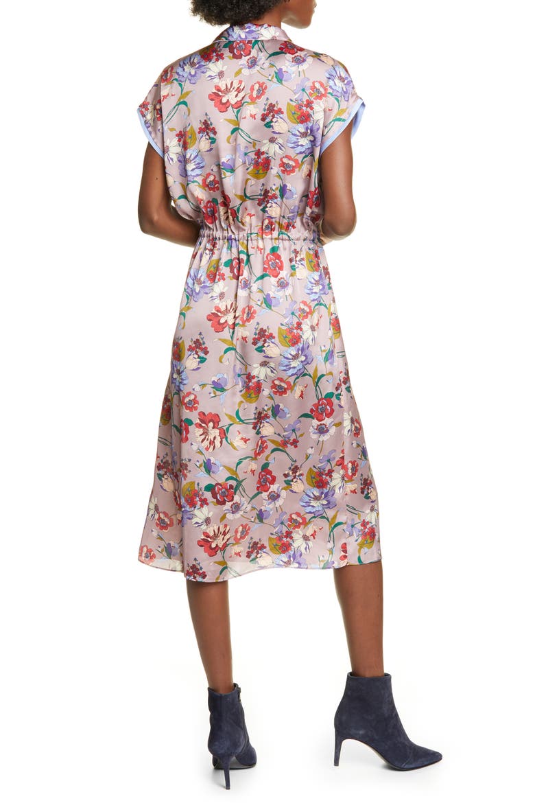 Floral Print Faux Wrap Midi Dress, Alternate, color, LAVENDER FLORAL