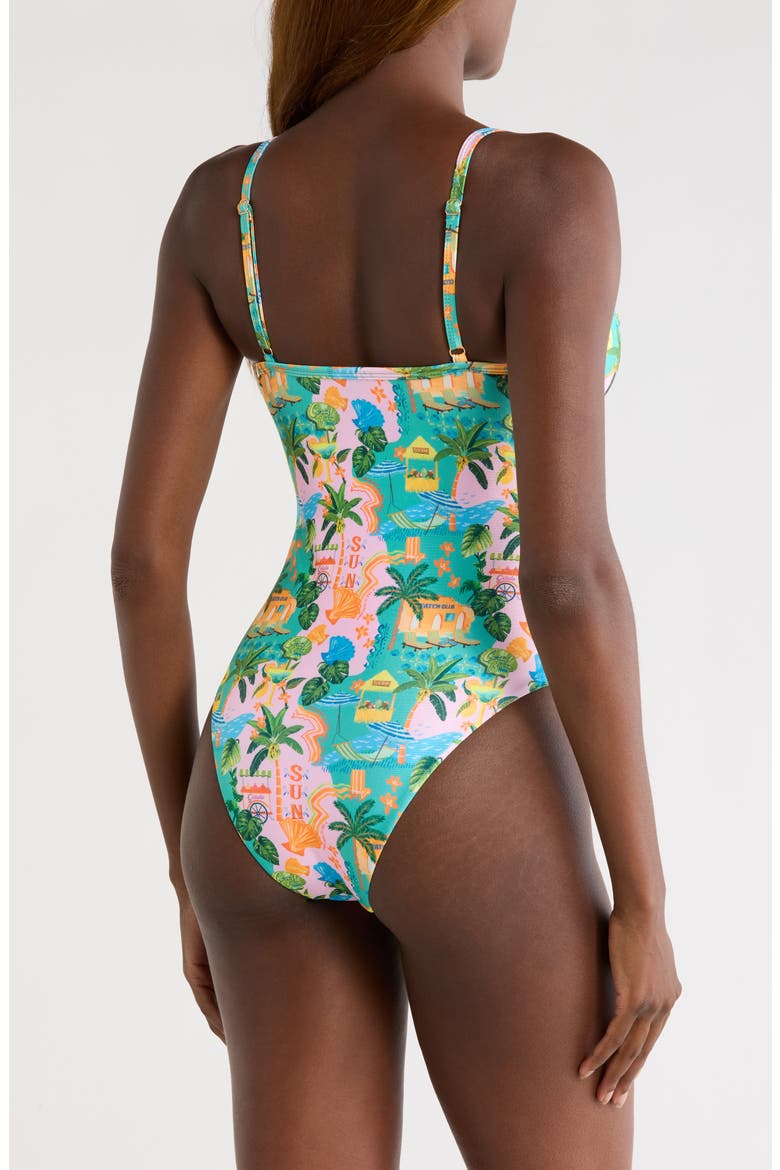 Double Ruffle Underwire One-Piece Swimsuit, Alternate, color, SUNLIT SPRITZ