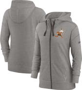 Nike Women's Nike Heather Charcoal Cleveland Browns Gym Vintage Full-Zip Hoodie