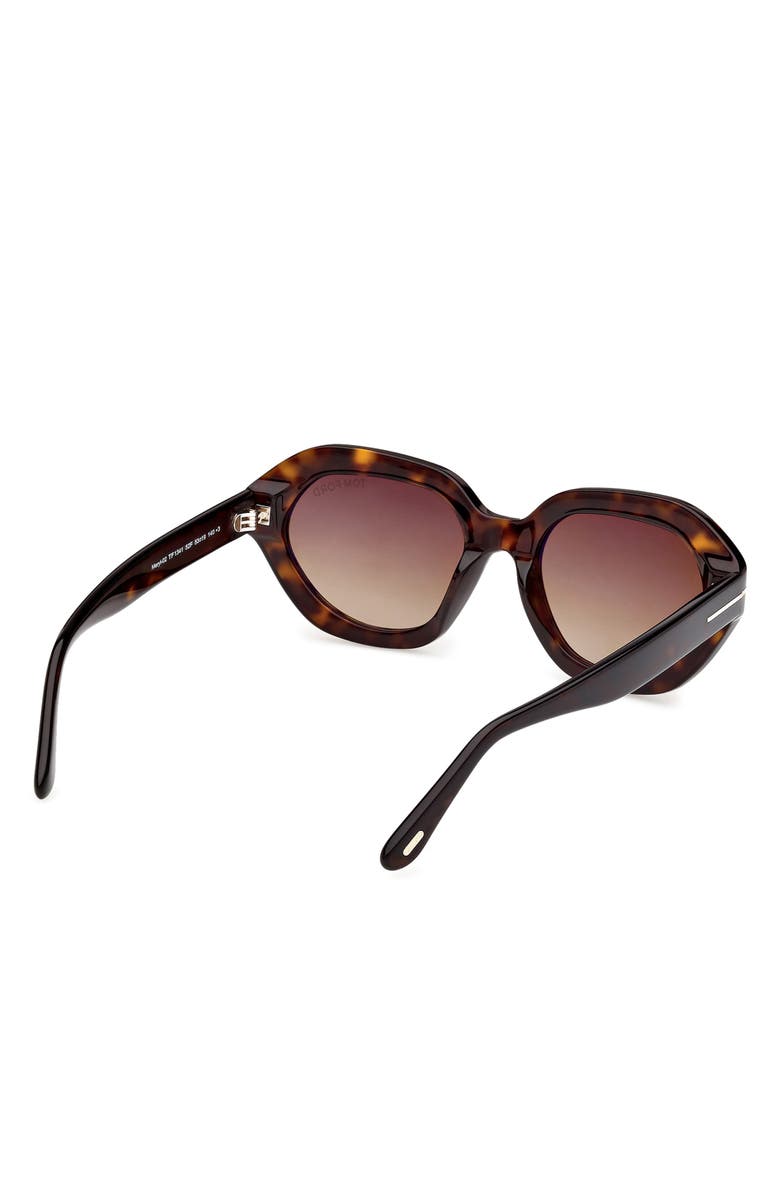 TOM FORD Meryl 53mm Gradient Geometric Sunglasses, Alternate, color, Dark Havana / Brown