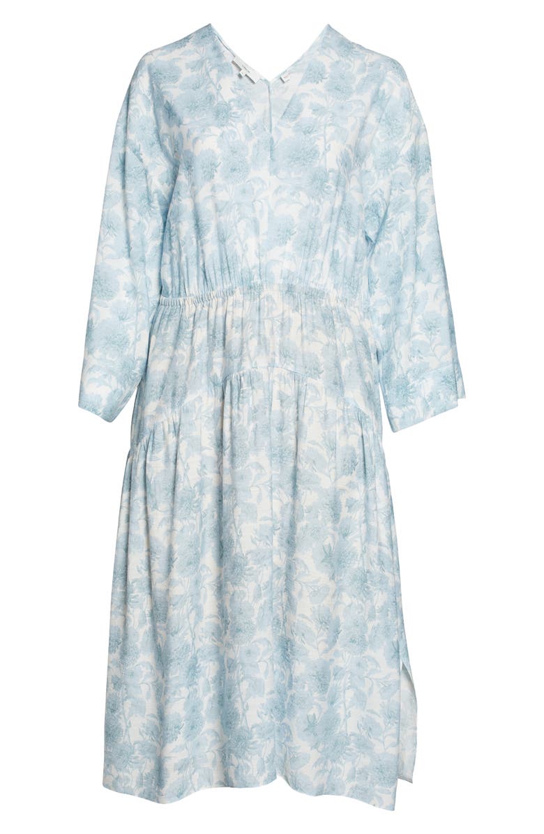 Vince Dahlia Print Long Sleeve Midi Dress, Alternate, color, Off White