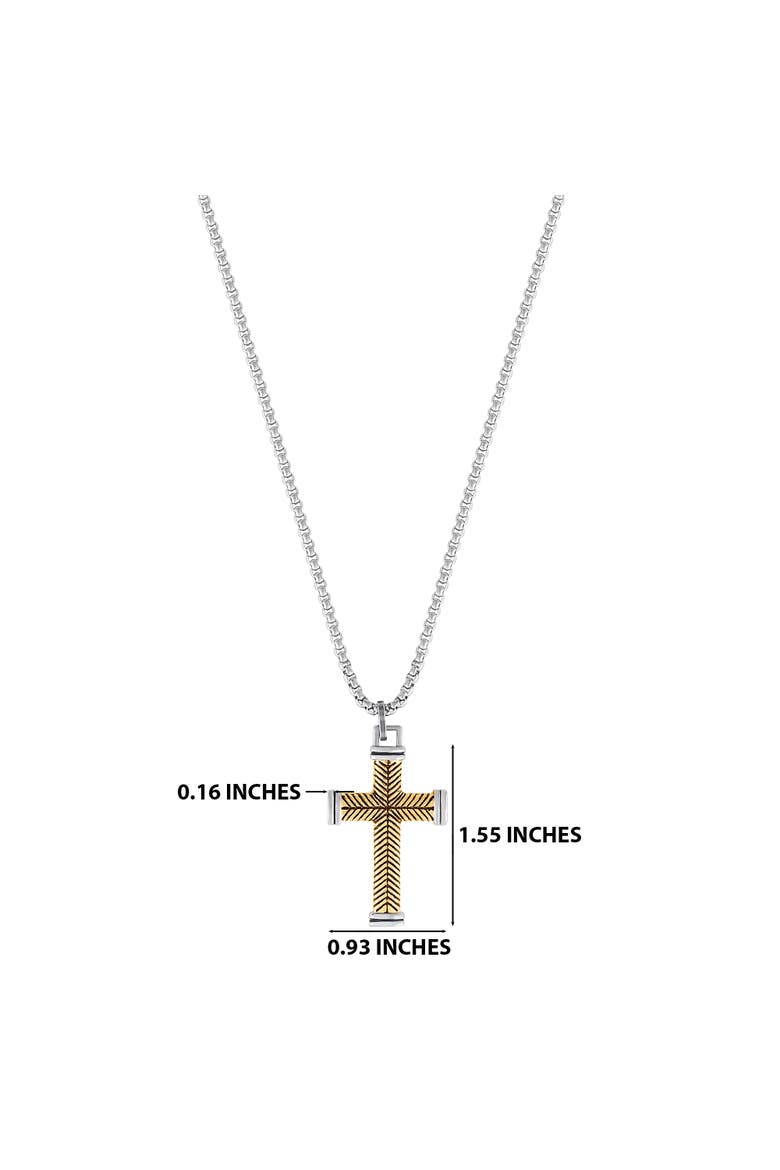 Stainless Steel (316L) Two Tone Cross Necklace, Alternate, color, gold, silver