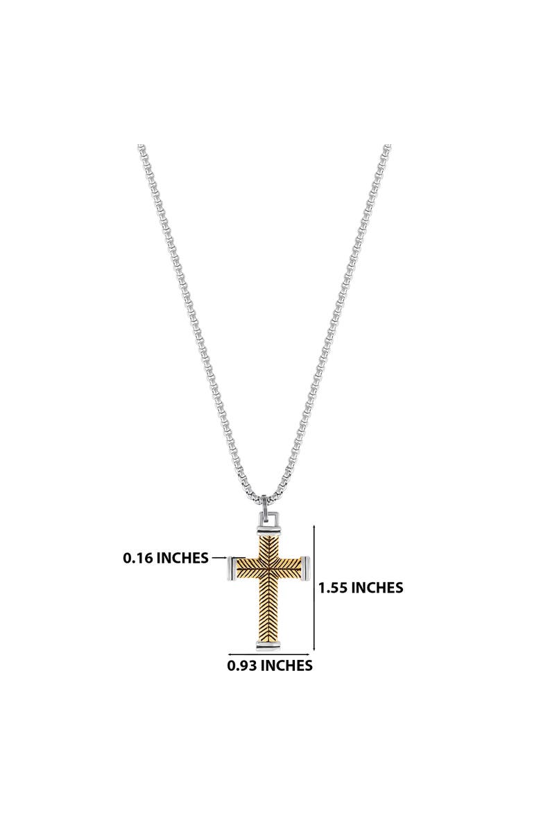 Lucky Brand Stainless Steel (316L) Two Tone Cross Necklace, Alternate, color,