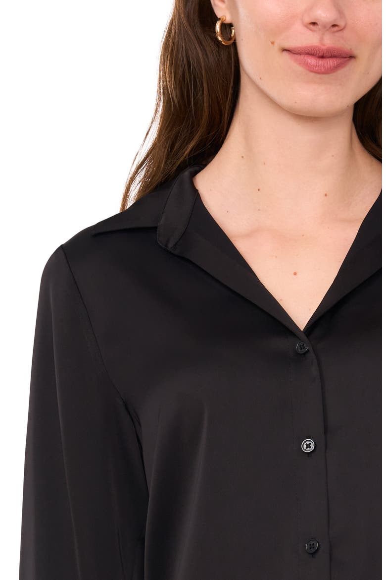 Long Sleeve Satin Button-Up Shirt, Alternate, color, RICH BLACK 060