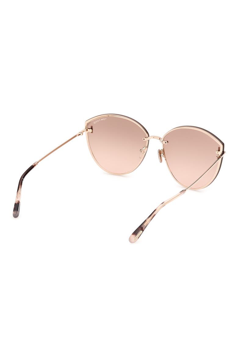 Evangeline 63mm Oversize Gradient Cat Eye Sunglasses, Alternate, color, SHINY ROSE GOLD / BORDEAUX MIRROR