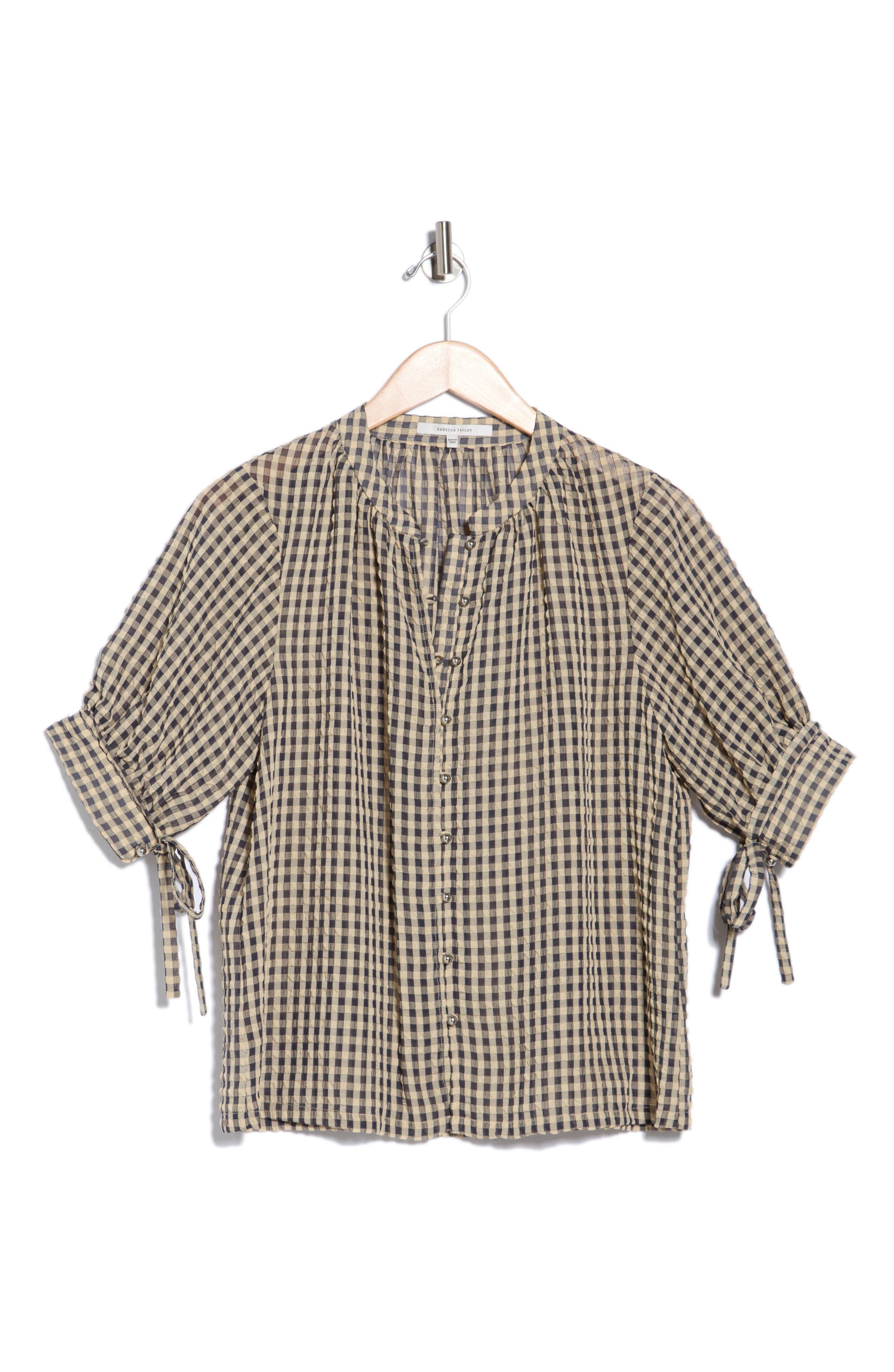 Aster Gingham Short Sleeve Button-Up Top