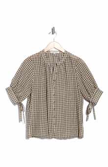 Aster Gingham Short Sleeve Button-Up Top
