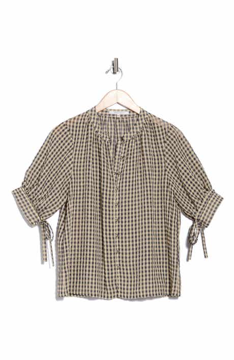 Aster Gingham Short Sleeve Button-Up Top