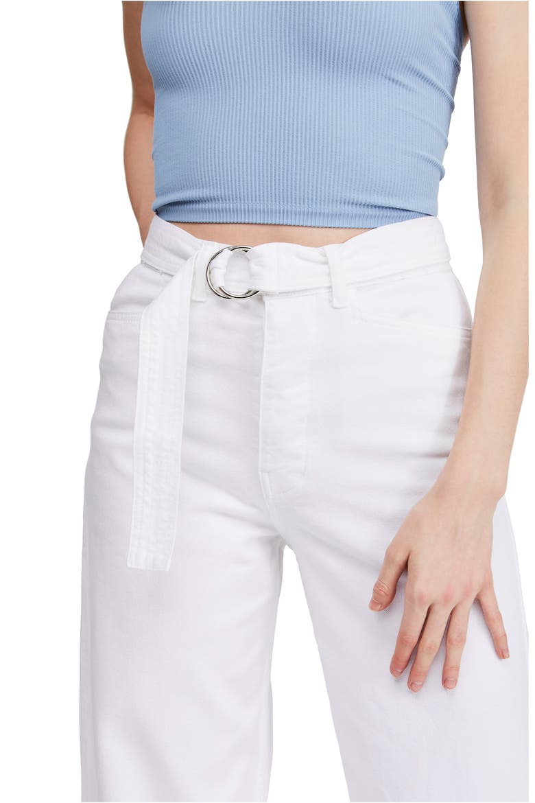 Belted Flood Jeans, Alternate, color, WHITE