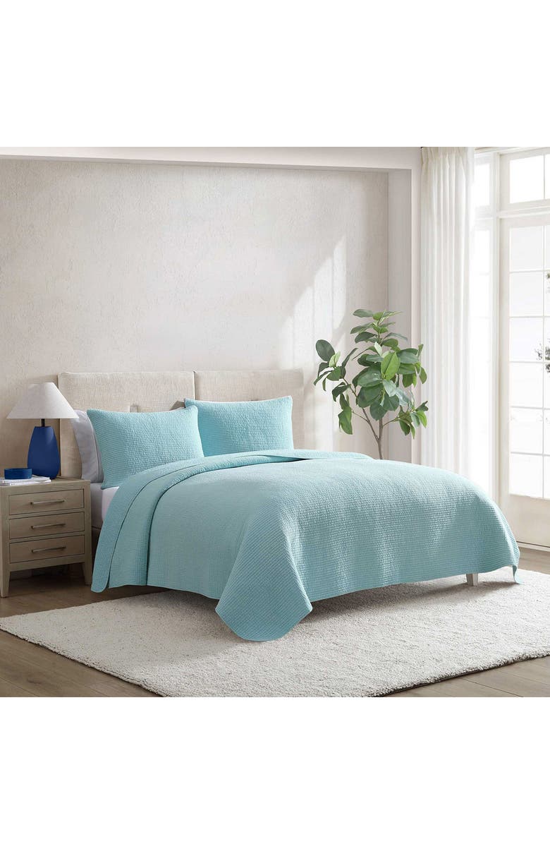 Nautica Seashore Stitch Cotton Quilt Set, Alternate, color, Light / Medium Green