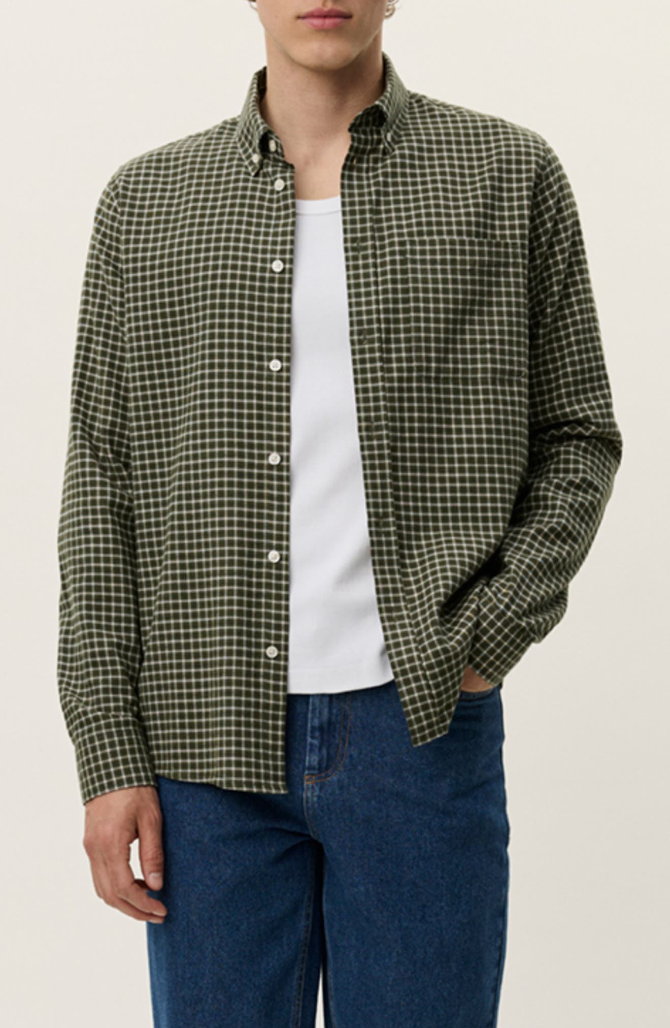 Les Deux Konrad Microcheck Flannel Button-Down Shirt