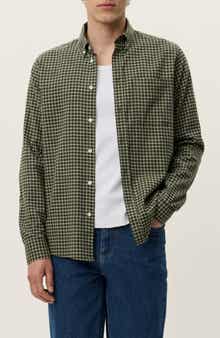 Les Deux Konrad Microcheck Flannel Button-Down Shirt