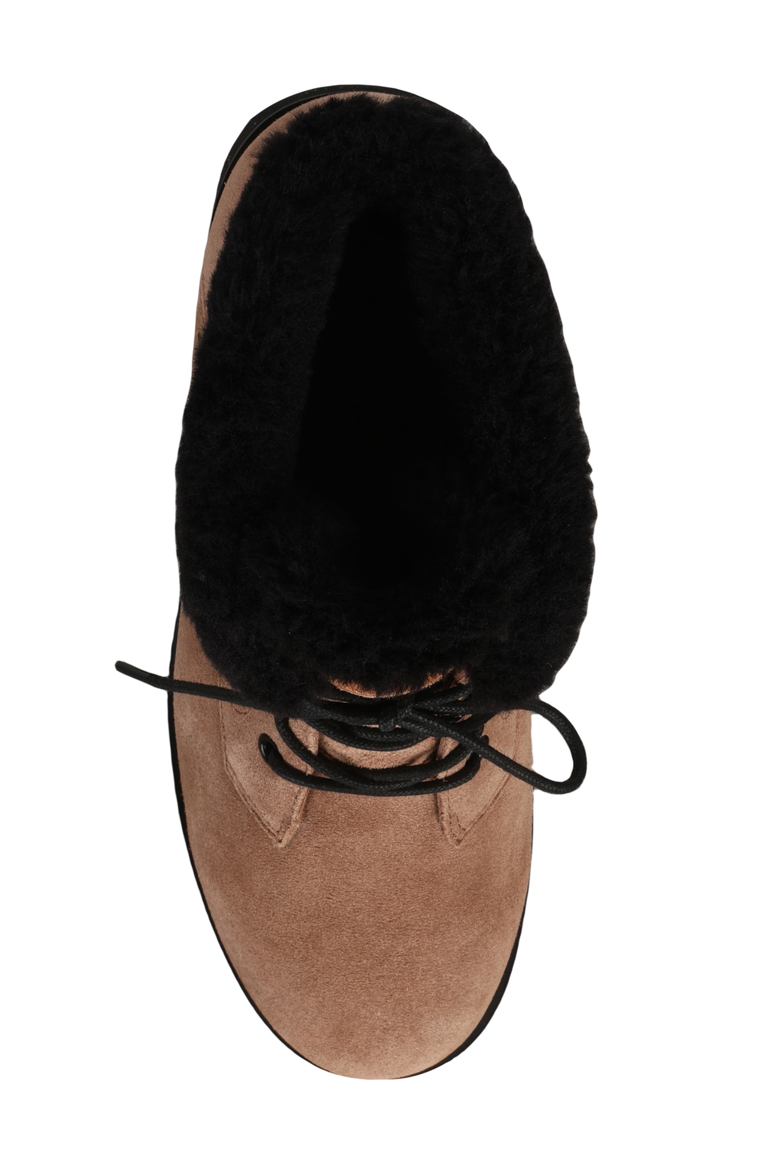 Mykos Suede Faux Fur Lined Water Resistant Boot, Alternate, color, Brown/ Black