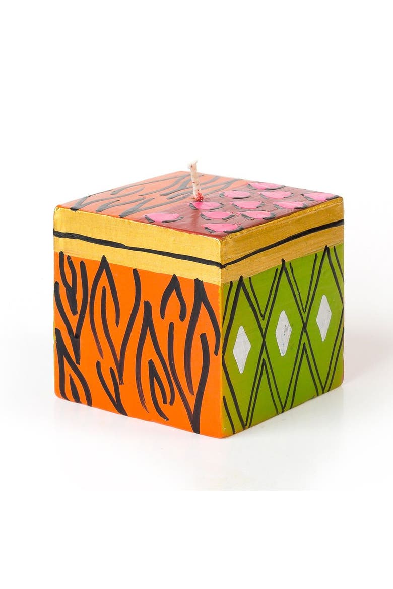 Wild Animal Painted Cube Candle, Main, color, Cube - 3x3x3"