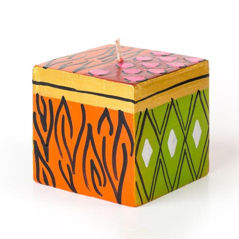 Wild Animal Painted Cube Candle