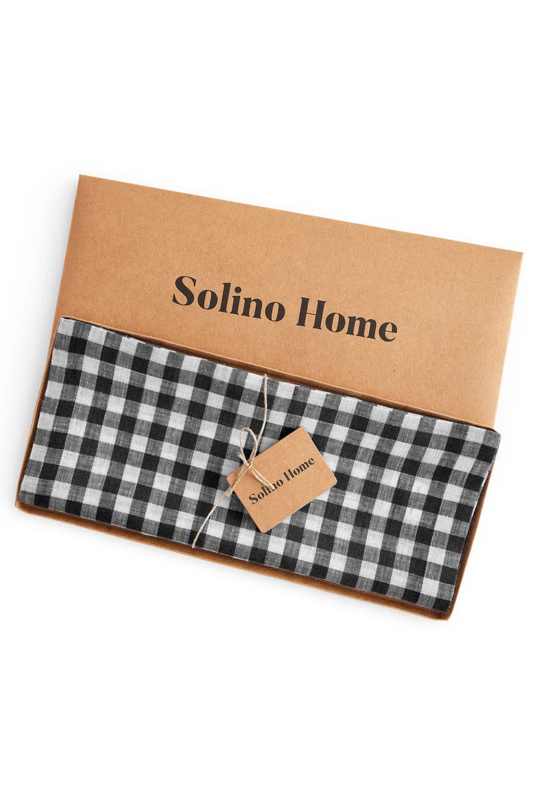 Linen Table Runner - Gingham Check, Alternate, color, Black