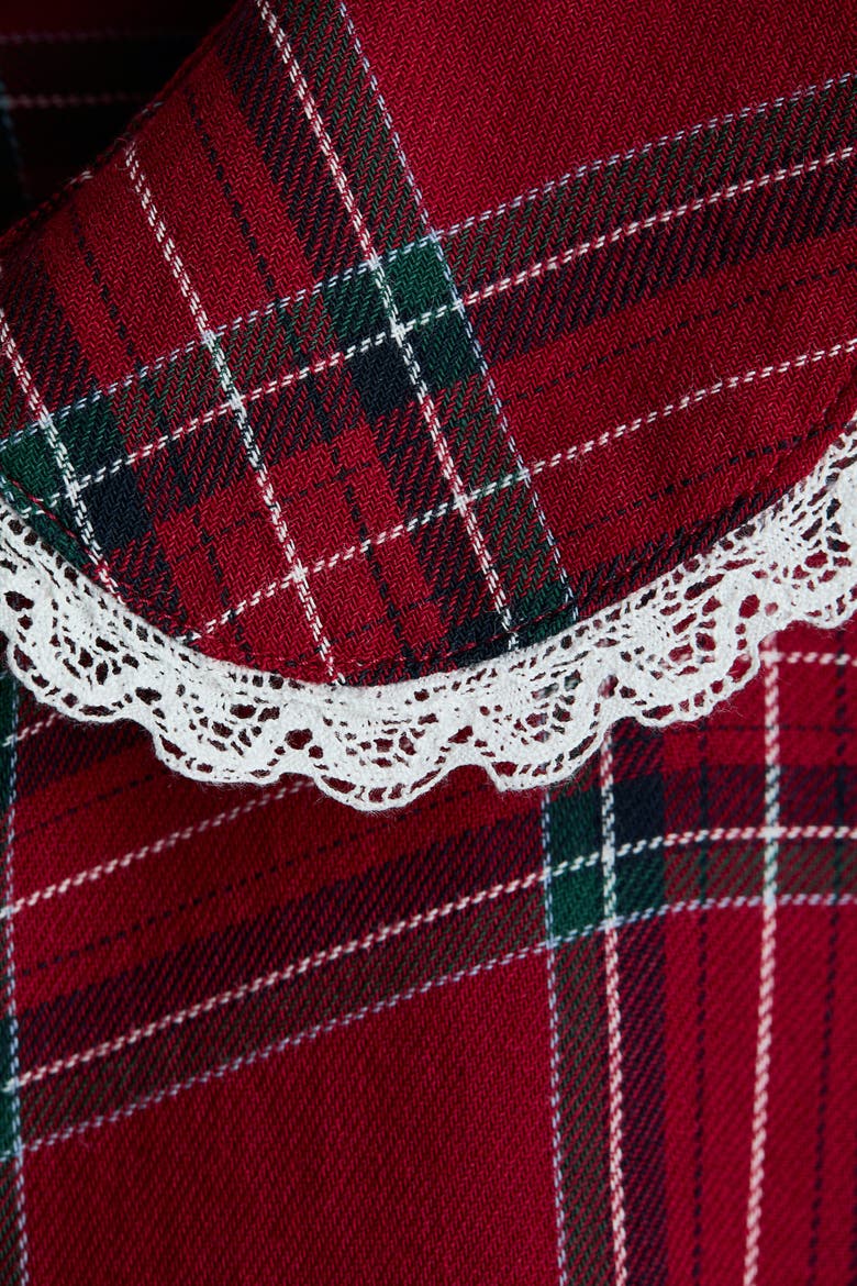 Lace-trimmed Flannel Dress, Alternate, color, Red/plaid