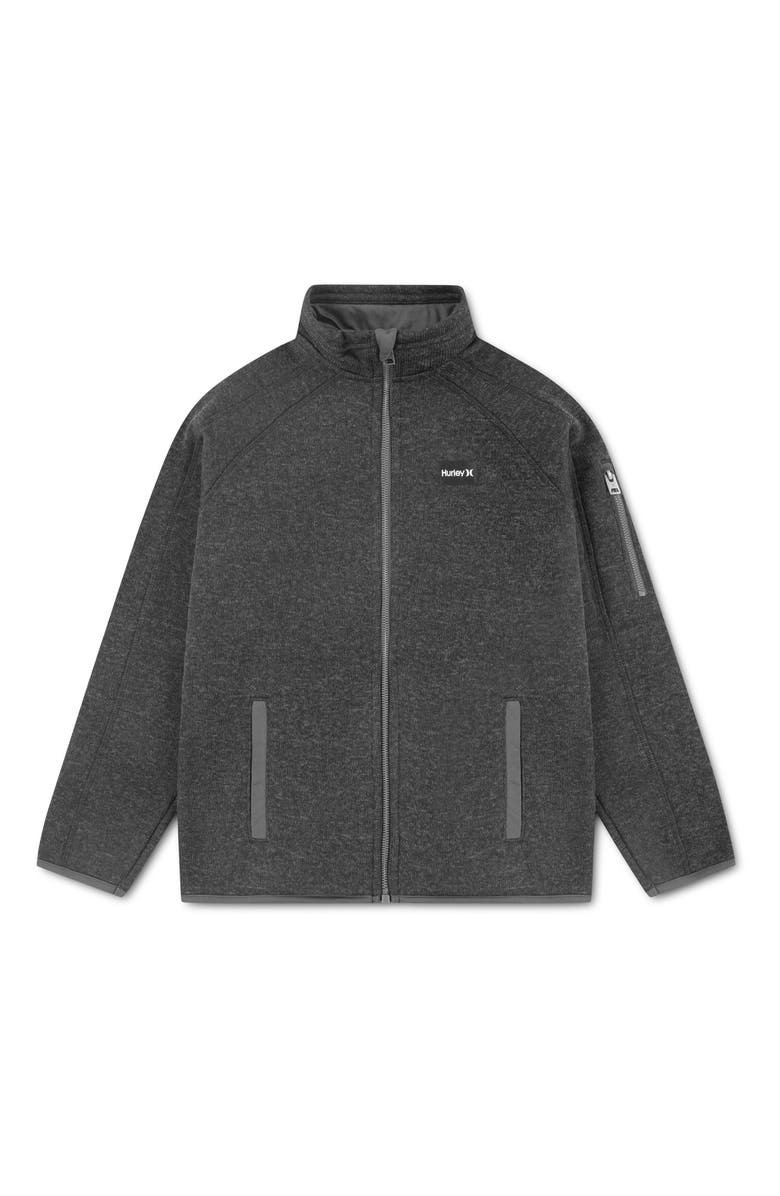 Hurley Kids' Heathered Full Zip Fleece Jacket, Main, color, Black