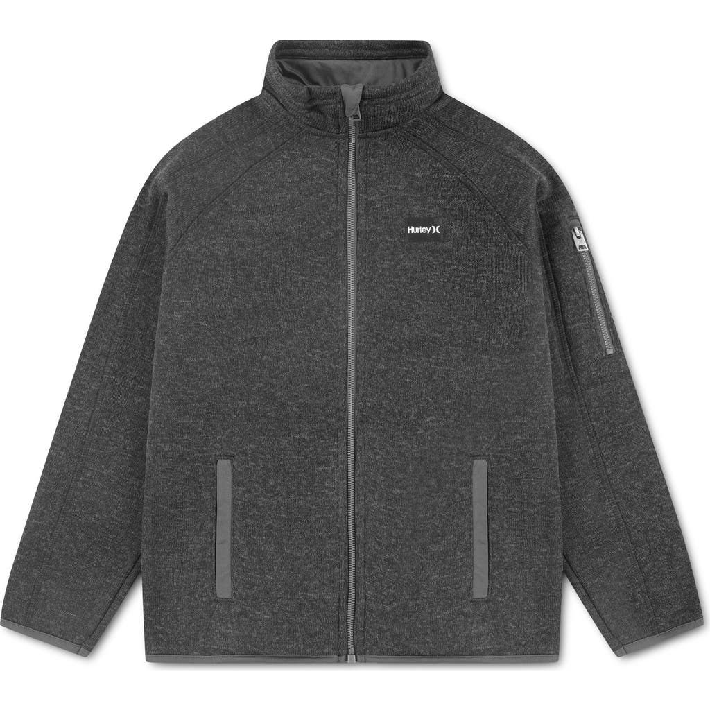 Hurley Kids' Heathered Full Zip Fleece Jacket In Black