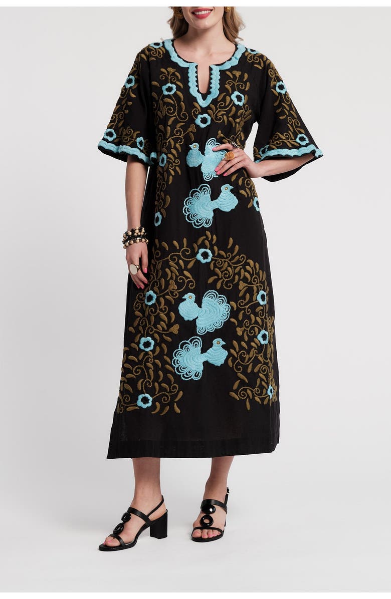 Frances Valentine Peacock Caftan, Main, color, Black/Blue