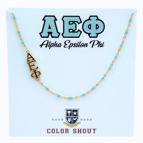 Color Shout Alpha Epsilon Phi Greek Letter Side Set Necklace In Gold