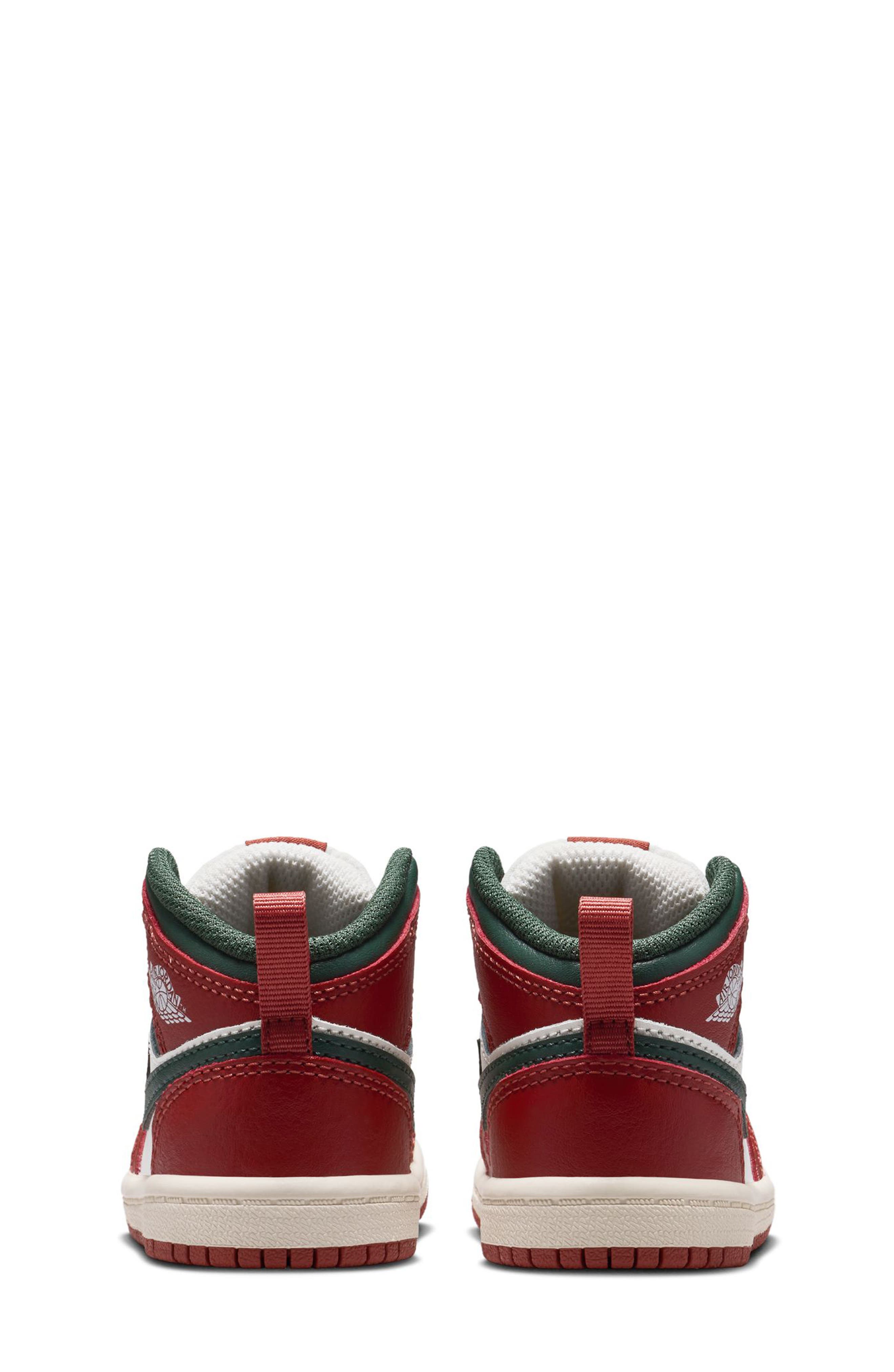 Nike Kids' Air Jordan 1 Mid Sneaker, Alternate, color, Sail/ Green/ Pure Platinum