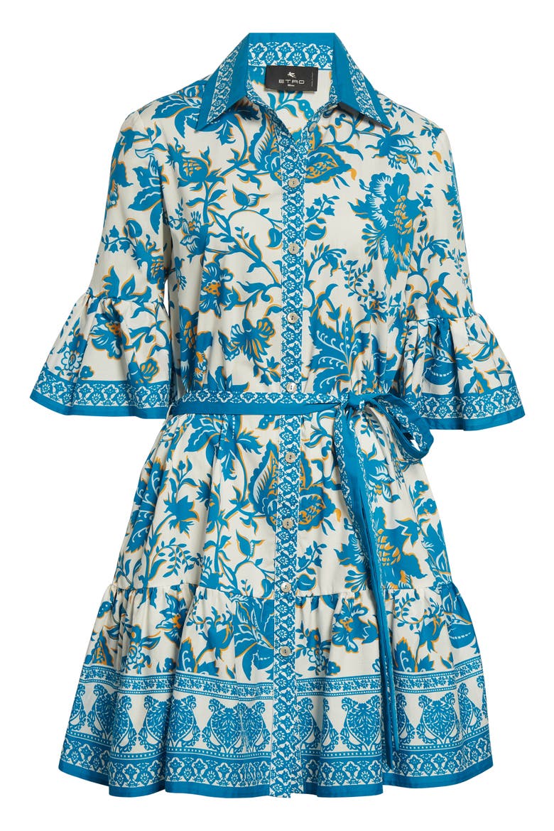 Floral Print Cotton Shirtdress, Alternate, color, PRINT ON WHITE BASE
