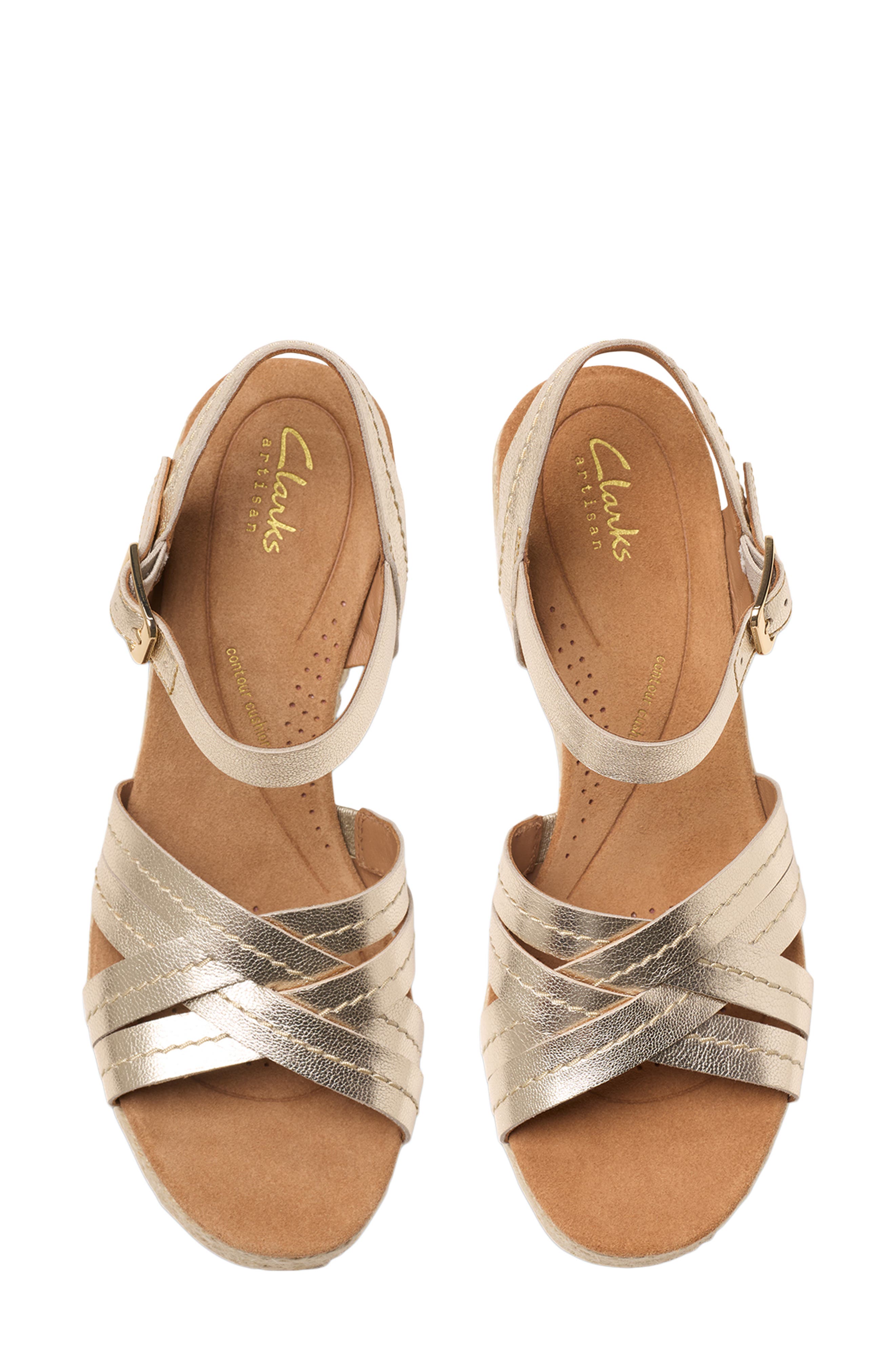 Clarks<sup>®</sup> Sabina Platform Wedge Sandal, Alternate, color, Champagne