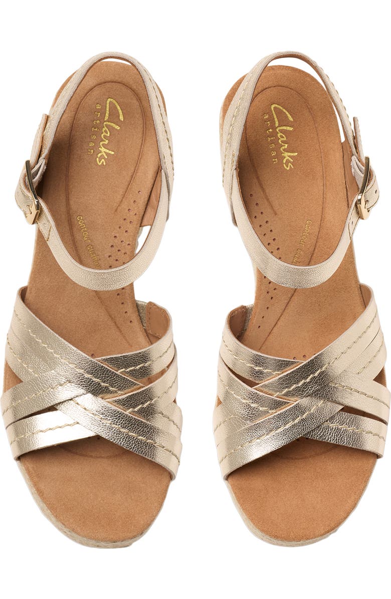 Clarks<sup>®</sup> Sabina Platform Wedge Sandal, Alternate, color, Champagne