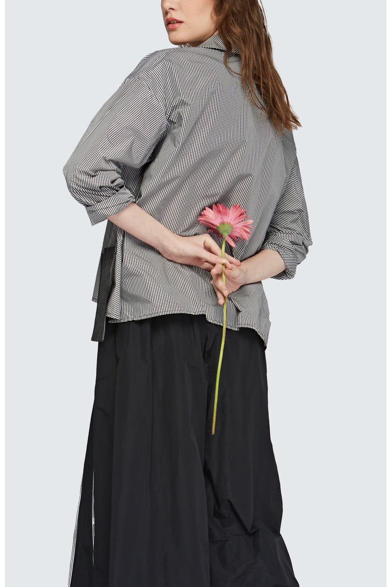 Cleo Checkered Memory Taffeta Shirt, Alternate, color, Black