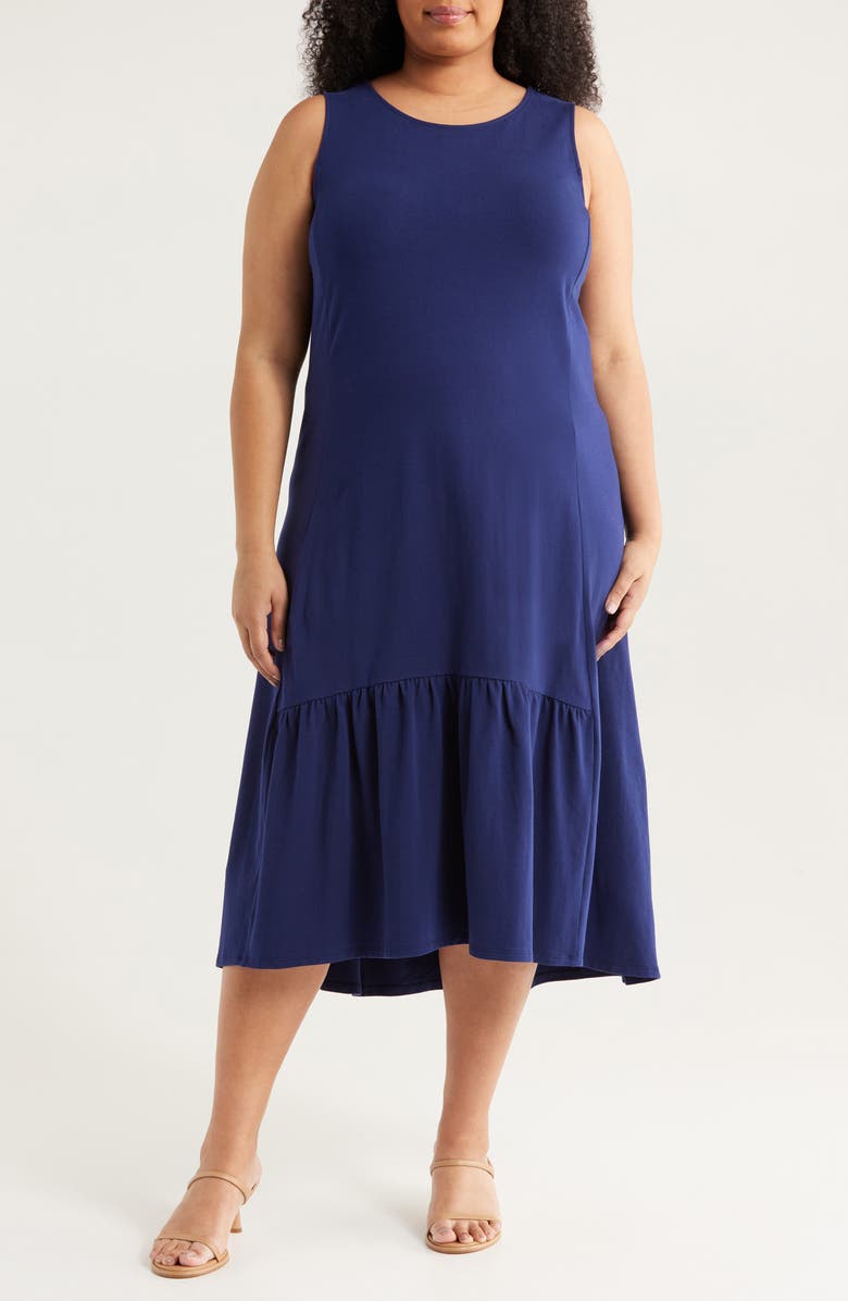 Jones New York Sleeveless Stretch Cotton High-Low Dress, Main, color, 