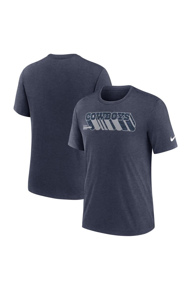 Men's Nike Heather Navy Dallas Cowboys Long Pass Tri-Blend T-Shirt, Main, color, Heather Navy