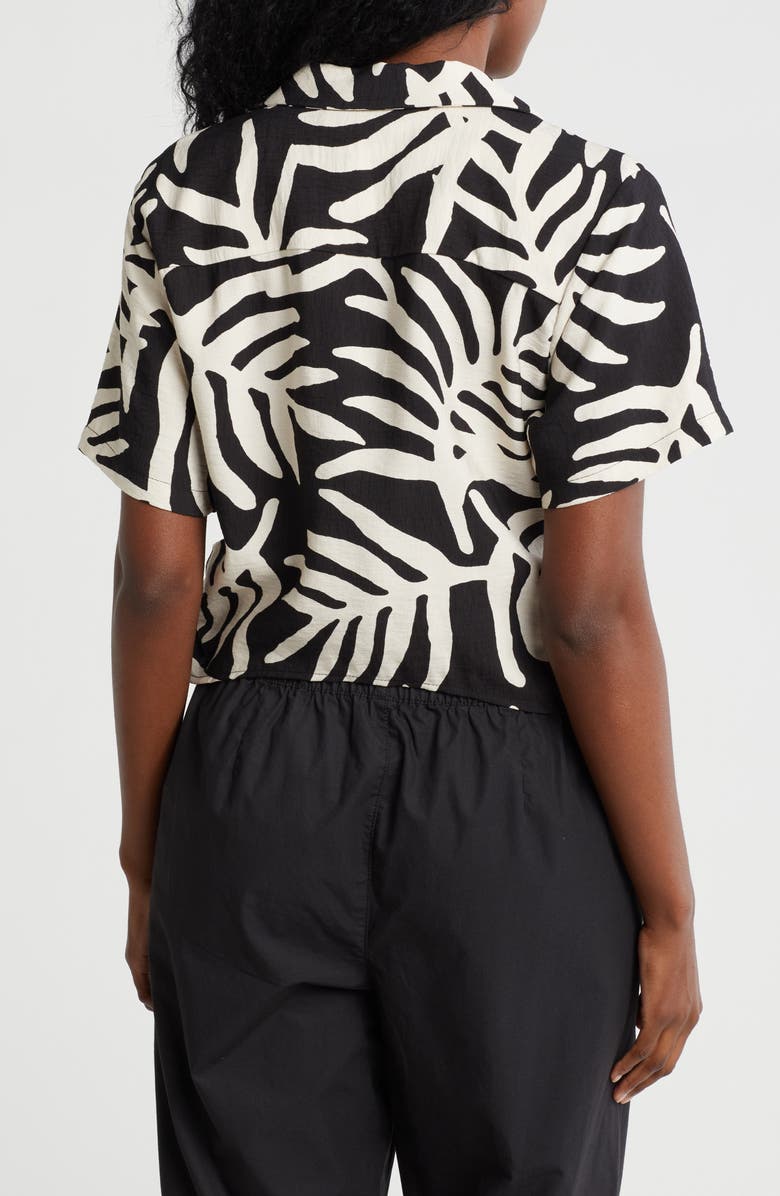 Sanctuary Baja Short Sleeve Tie Front Button-Up Shirt, Alternate, color, Palm Black