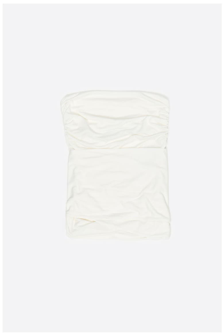Gathered strapless top, Alternate, color, WHITE
