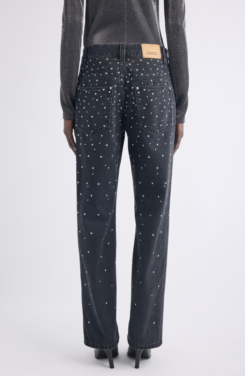 Isabel Marant Étoile Brinsa Stud Straight Leg Jeans, Alternate, color, Black