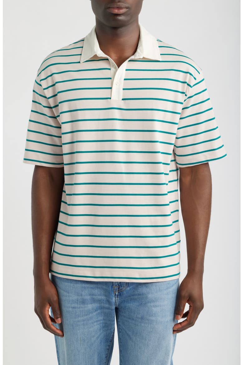 Stripe Cotton Polo, Main, color, MAUVE CHALK