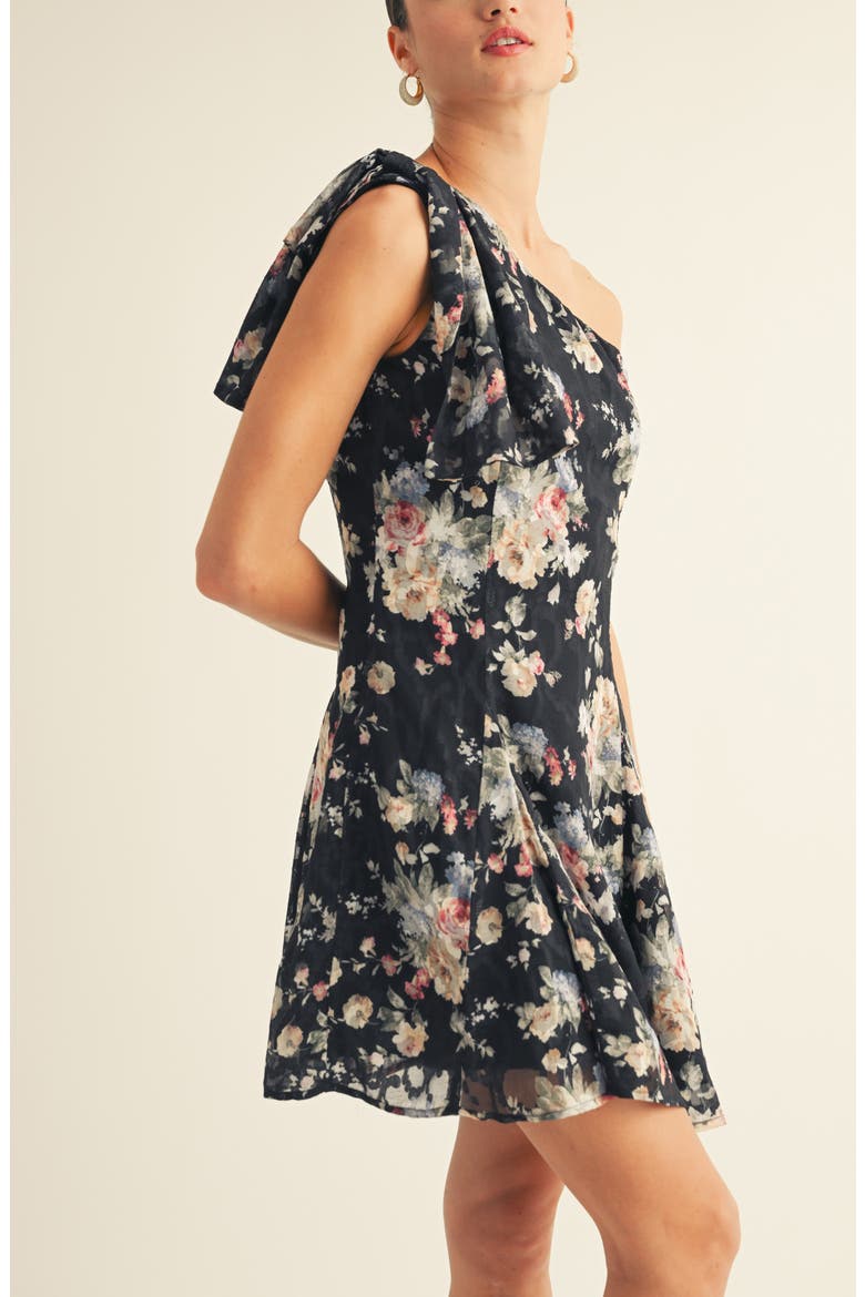 Sierra One-Shoulder Dress, Alternate, color, BLACK MULTI FLORAL