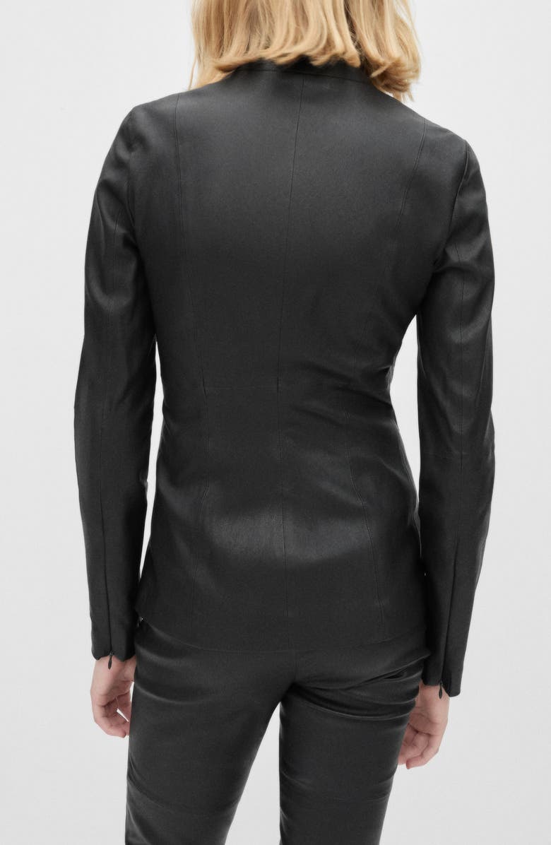 MANGO Two-Way Zip Leather Jacket, Alternate, color, 