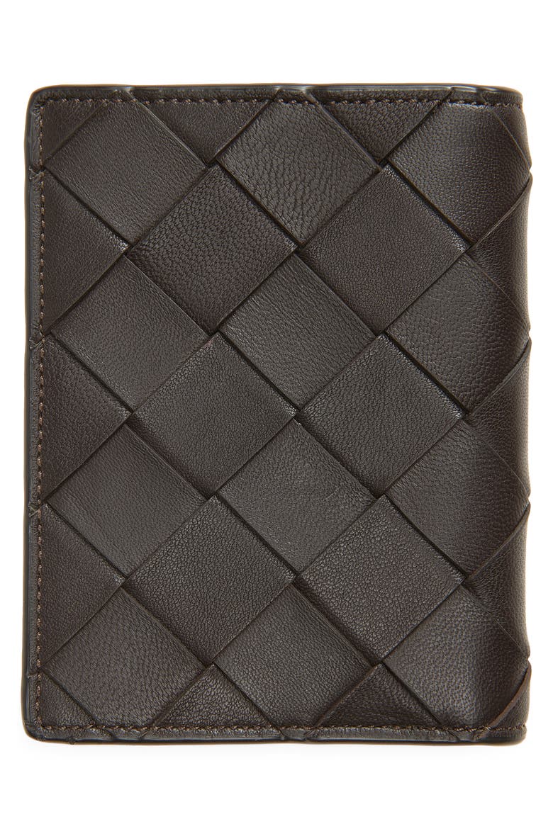 Woven Leather Bifold Card Case, Alternate, color, BROWN COFFEE