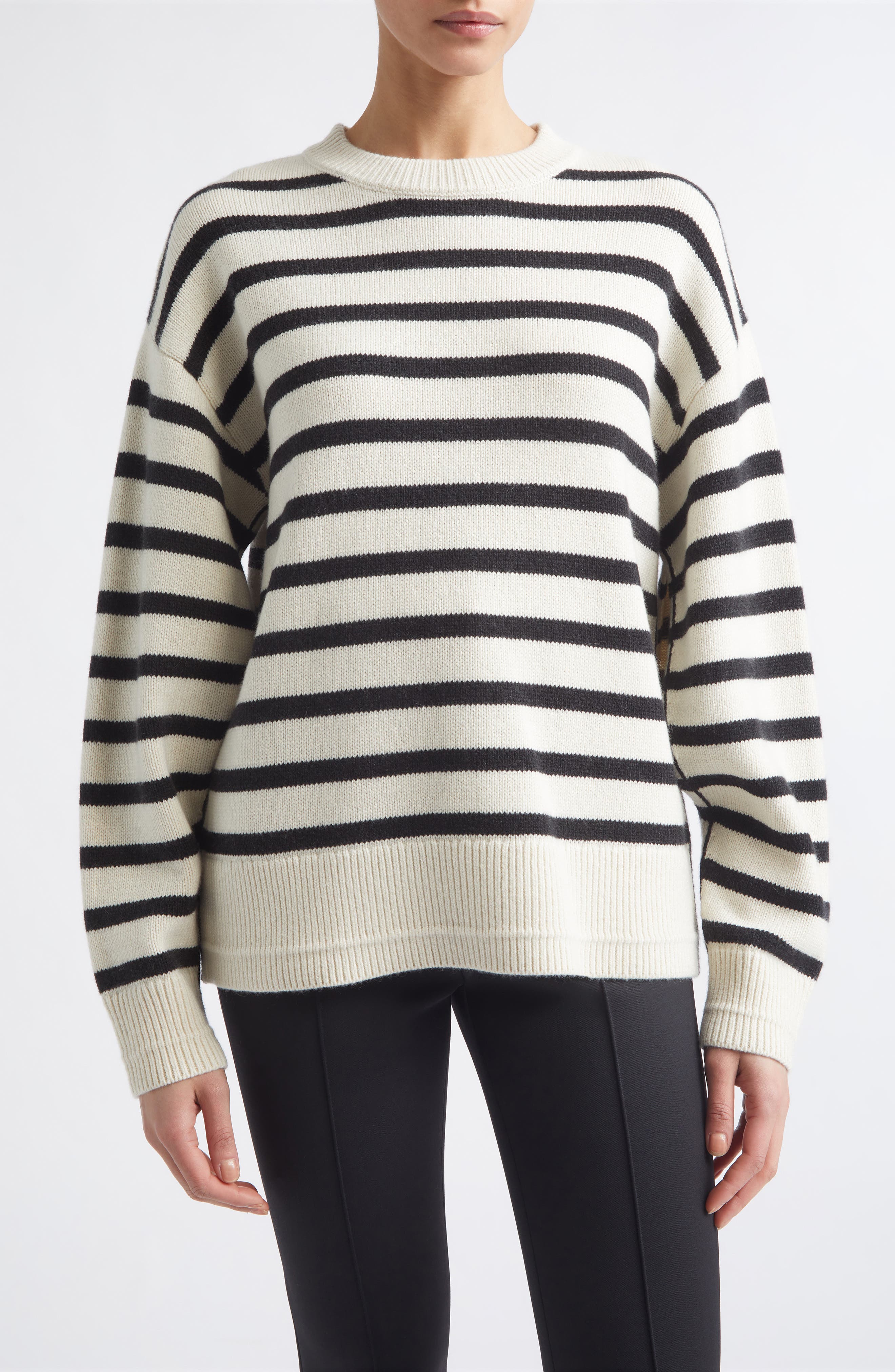selected IVORY/ BLACK STRIPE