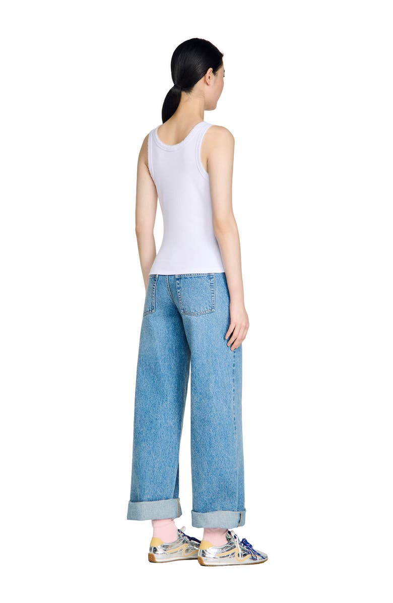 SANDRO Beaded ribbed vest top, Alternate, color, White