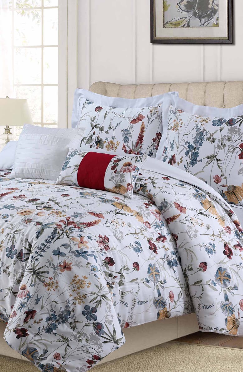 AZORES HOME Amalfi Cotton Comforter & Sham Set, Alternate, color, Red