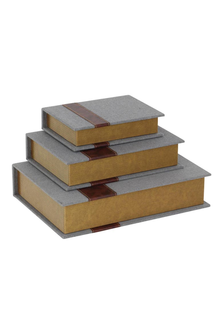 Set of 3 Faux Book Boxes, Alternate, color, GRAY