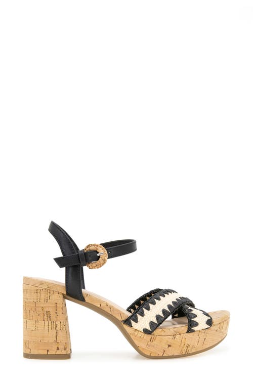 Kenneth Cole Reaction Reeva Platform Sandal In Natural/black Raffia