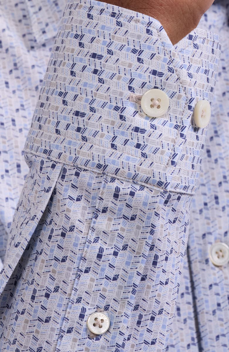Bugatchi James OoohCotton<sup>®</sup> Geo Print Button-Up Shirt, Alternate, color, Sand